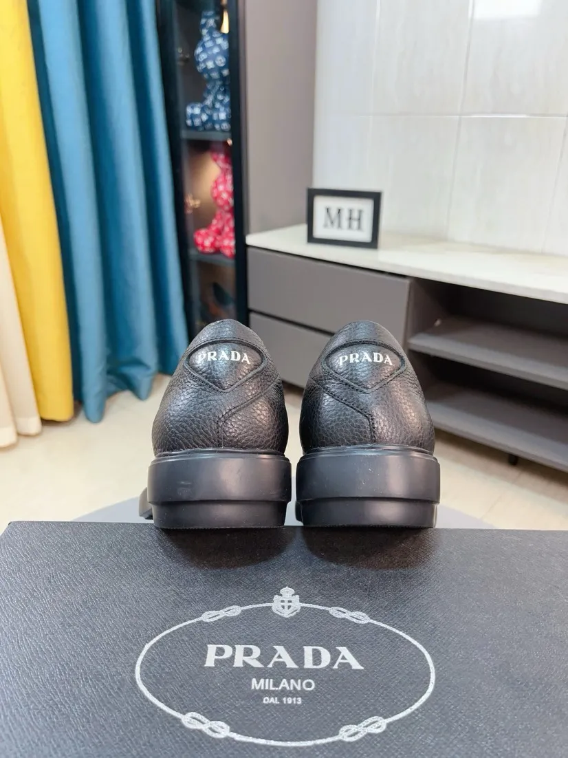 Men's shoes 💰540🌹🌹【PRADA Leather Shoes】Top purchasing agency Original imported Italian custom-made open-edge beaded cowhide leather surface, fully imported water-dyed breathable cowhide lining, original factory special molded sole super comfortable, size: 38-44